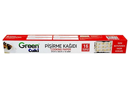 Green Cuki Yağlı Fırın Tepsi Pişirme Kızartma Kağıdı - 37 Cm. x 42 Cm. - Kesimli - 16 Yaprak -1 Kutu