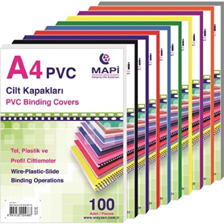 Mapi A4 Pvc Şeffaf Cilt Kapakları (160 Mic. 100'lü Pk.) 2040250 Şeffaf