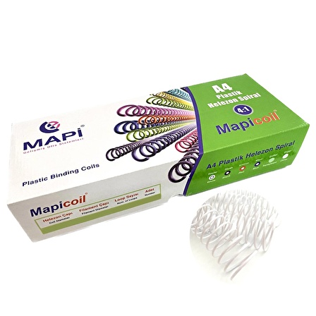 MAPİCOİL 4:1 PLASTİK HELEZON SPİRAL 6MM.BEYAZ 200 AD. 48 LOP