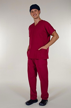 Bordo Terrycotton Medikal Doktor Hemşire Pantolon