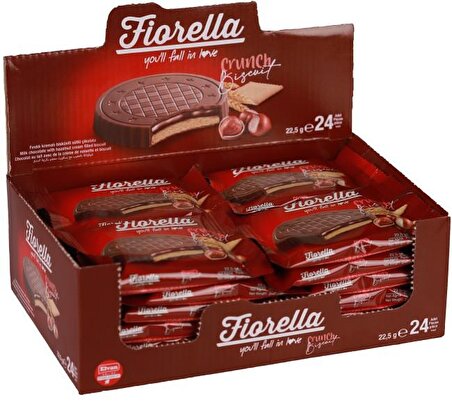 Fiorella Fındık Kremalı Çikolatalı Bisküvi 22,5 Gr. 24'lü (1 Kutu)