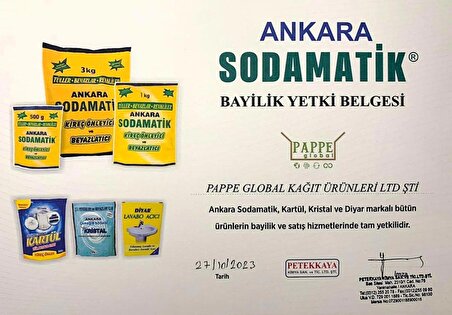 ANKARA SODMATİK 500 GR * 3 ADET KİREÇ ÖNELYİCİ VE BEYAZLATICI (tüller -beyazlar - renkliler)