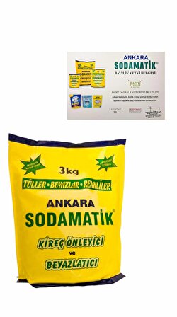 ANKARA SODAMATİK 3 KG KİREÇ ÖNLEYİCİ VE BEYAZLATICI (tüller - beyazlar - renkliler)