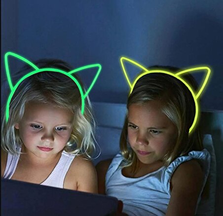 Karanlıkta Yanan Glow Kedi Kulağı Kedi Tacı Renkli 6 Adet