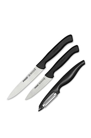 Pirge Mutfak Bıçağı Seti 3'lü Siyah 