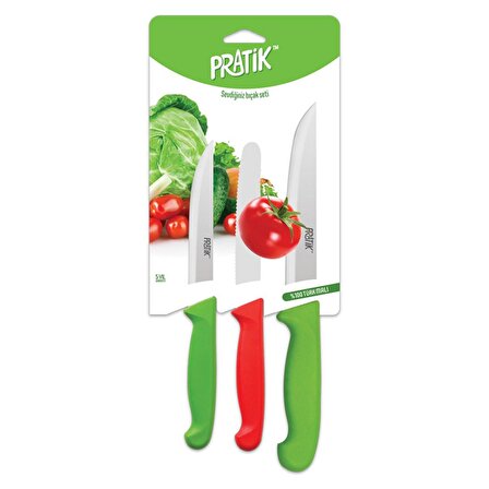 Pratik Plastik Saplı 3Lü Mutfak Bıçağı Seti 43039