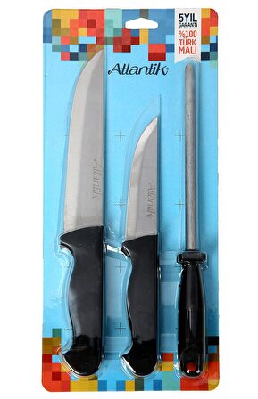 Pirge Et Bıçağı Seti 3'lü Siyah 
