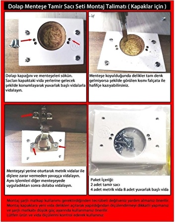 Menteşe Tamir Seti Pratik Tamir Sacı Dolap Tamir Kiti Paslanmaz Dolap Kapak Tamir Sacı 2 Adet