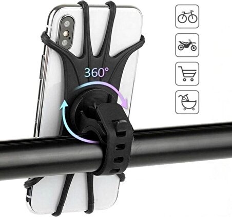 Bisiklet Motorsiklet Silikon Telefon Tutucu 360 Derece Dönen Navigasyon Bisiklet Telefon Tutucu