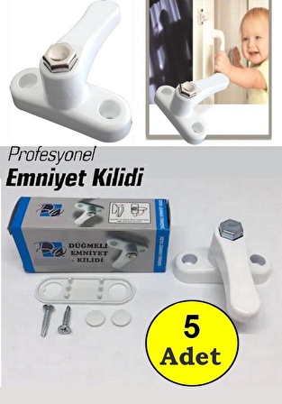 Neler Geldi Neler 5 Adet Çelik Pvc Kapı Pencere Emniyet Kilidi Pimapen Düğmeli Kilit Bebek Çocuk Güv