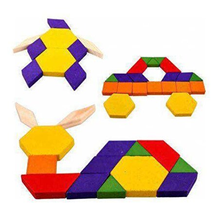 125 Parça Ahşap Eğitici Tangram Puzzle Blok Seti - Eğitici Ahşap Oyuncaklar