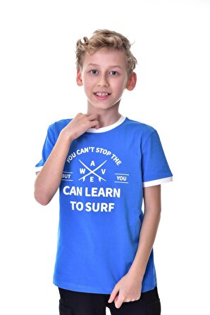 MAVİ Çocuk T-Shirt Learn to Surf Baskılı