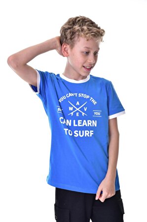 MAVİ Çocuk T-Shirt Learn to Surf Baskılı