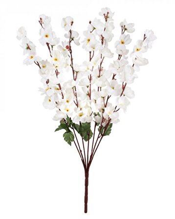 Yapay Çiçek Bahardalı Japon Kiraz Çiçeği 9 Dallı 40cm Beyaz