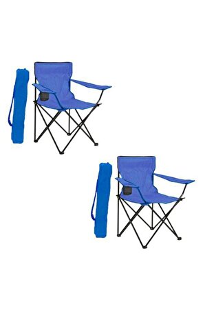 CAMPIOUS Kamp Sandalyesi Çantalı Piknik Plaj Sandalyesi Mavi 2 Adet