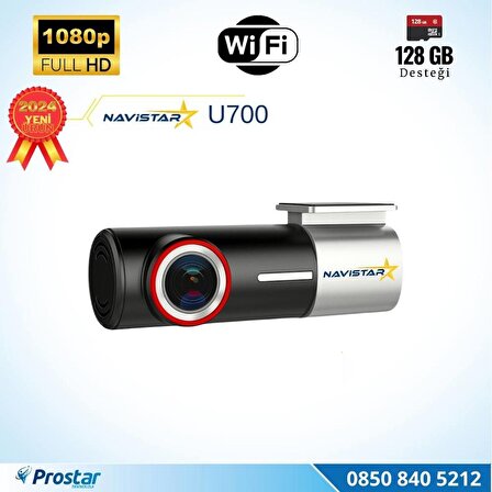 U700 Wifi 1080P 170° Geniş Açı Gece Görüşlü 128 GB Destekli Akıllı Araç içi Kamera
