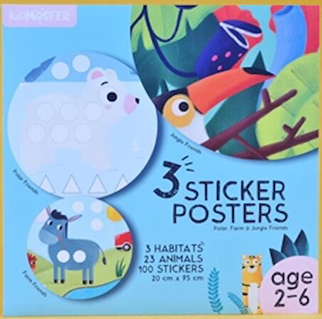 3'lü Habitat Sticker Poster - Orman, Kutup ve Çiftlik Arkadaşları