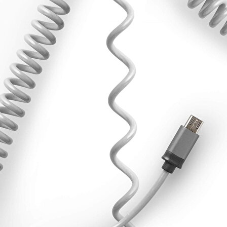 Petrix Pfk805 Micro Usb Spiral Kablo, Beyaz