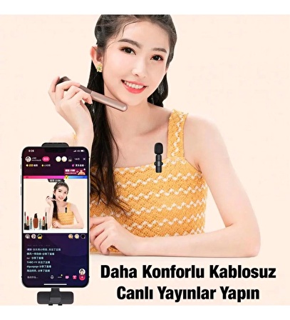 Iphone Girişli Telefon Uyumlu Wireless Tiktok Yayın Yaka Mikrofonu Blm-01