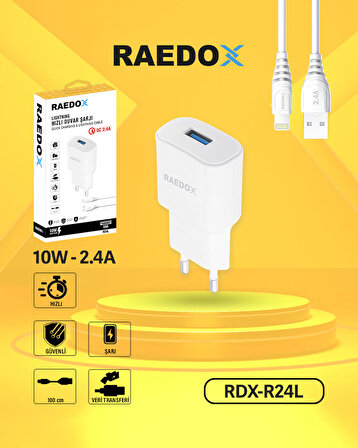 Raedox 10W 2.4A Lightning Duvar Şarjı