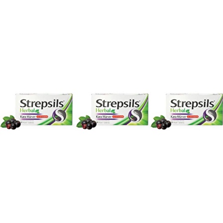 Strepsils Herbal Kara Mürver 16 Pastil 3'lü Paket