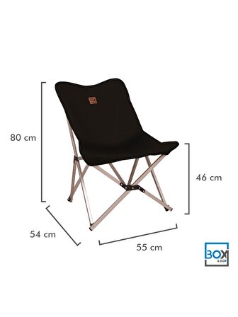 Box&Box Alüminyum Katlanabilir Kamp Sandalyesi, Piknik Sandalyesi, Taşıma Çantalı, Kumaş, Siyah