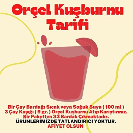 Orçel Kuşburnu Aromalı İçecek Tozu Oralet Çay 300gr.