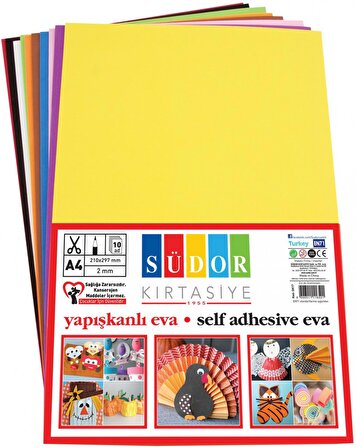 Südor A4 Yapışkanlı Eva 10 Lu Karışık Renk