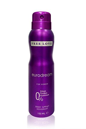 Free Love Eurodream Antiperspirant Ter Önleyici Leke Yapmayan Kadın Sprey Deodorant 150 ml