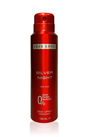 Free Love Silver Pudrasız Leke Yapmayan Erkek Sprey Deodorant 150 ml
