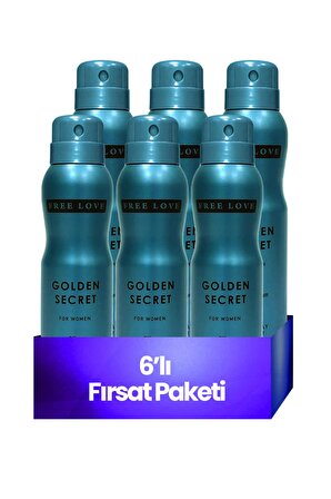 Free Love Golden Pudrasız Kadın Sprey Deodorant 150 ml x 6