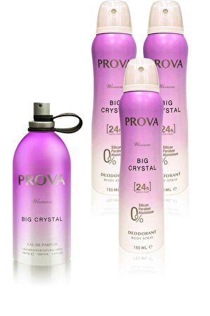 Prova Big Crystal EDP Kadın Parfüm 120 ml ve Deodorant 150 ml 3 Adet
