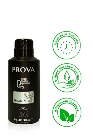 Prova Advantage Antiperspirant Ter Önleyici Leke Yapmayan Erkek Sprey Deodorant 150 ml x 6