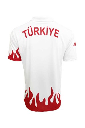 Kappa Türkiye Alev Desenli Polo Tişört - Beyaz