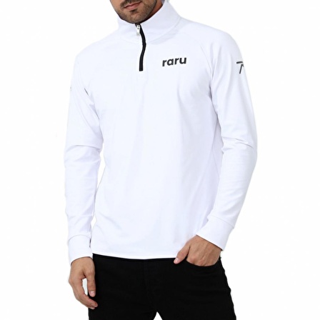 Raru Erkek Yarım Fermuarlı Sweatshirt VITA BEYAZ