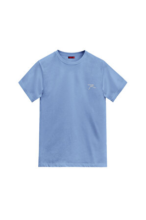 Raru Erkek %100 Pamuklu T-Shirt 0109 Mavi