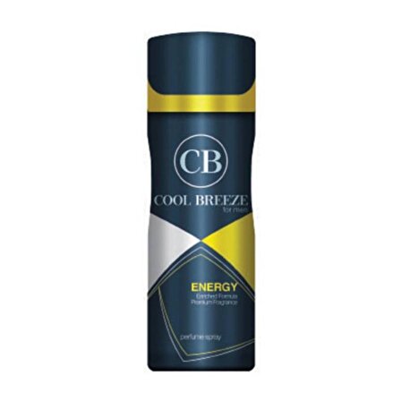 Cool Breeze Energy Pudrasız Ter Önleyici Leke Yapmayan Erkek Sprey Deodorant 200 ml