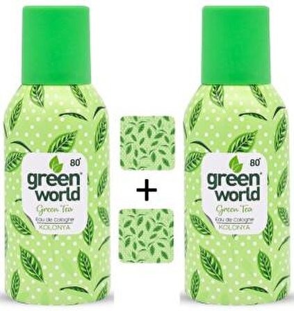Green World Yeşil Çay 80 Derece Metal Şişe Sprey 150 ml 2 Adet Kolonya
