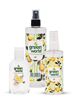 Green World Limon Kolonyası 80 Derece Pet Şişe 50 - 100 - 250 ml 3 Adet