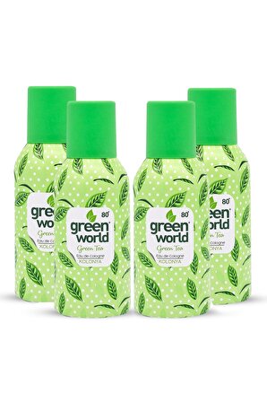 Green World Yeşil Çay 80 Derece Metal Şişe Sprey 150 ml 4 Adet Kolonya