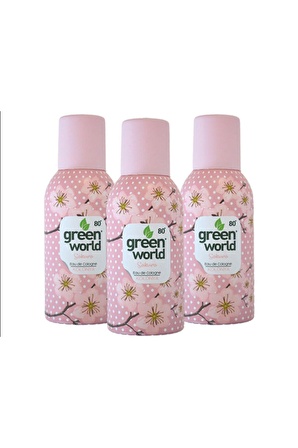 Green World Sakura 80 Derece Metal Şişe Sprey 150 ml 3 Adet Kolonya