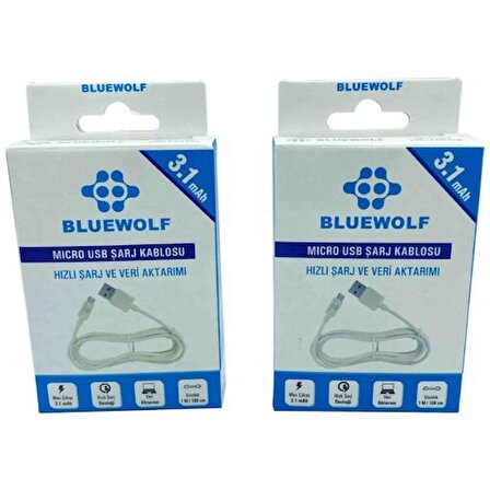 Bluewolf Arb-027 1M Micro_Usb Şarj Kablosu 3.1 mAh Beyaz Micro Usb