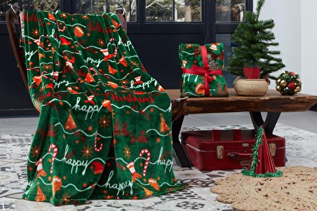Dolce Bonita Home Wellsoft 3D Tv Battaniye Holly Santa Yeşil