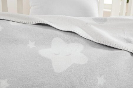 Dolce Bonita Home Pamuklu Bebek Battaniye Star Açık gri
