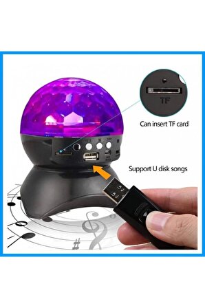 Disko Topu Led Işıklı Şarjlı Bluetooth Hoparlör Disco Speaker  Siyah L740