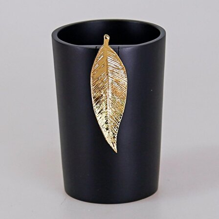 Selim Dekor Leaf Banyo Seti Siyah-Altın