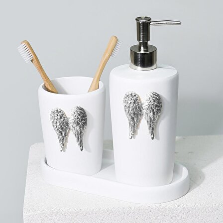Wings Banyo Seti Beyaz Gümüş