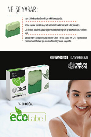 Nature More Ekolojik Doğal El Yapımı Sabun - Defne Yağı , Nane 100 Gr