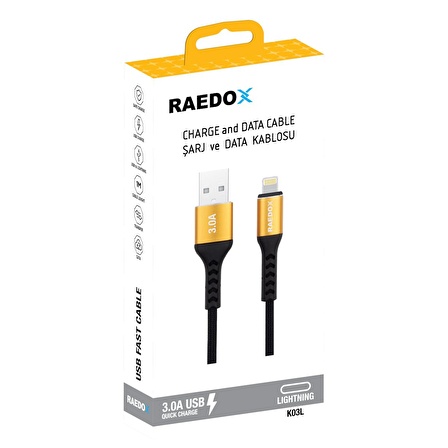 Raedox K03L Usb To Lightning 1M / 3A Kablo