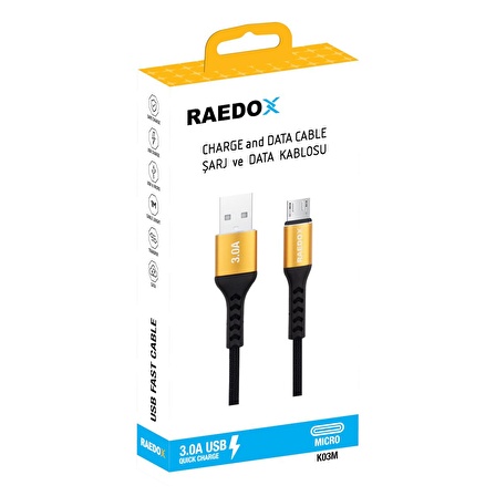 Raedox K03M Usb to Micro 1M / 3A Kablo